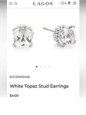LAGOS White Topaz Cushion Halo Stud Earrings